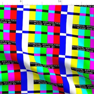 Tv Test Fabric - Television Test Bars Broadcasting Video Signal Rainbow Stripes Retro By Ravene - Cotton Fabric By The Yard With Spoonflower