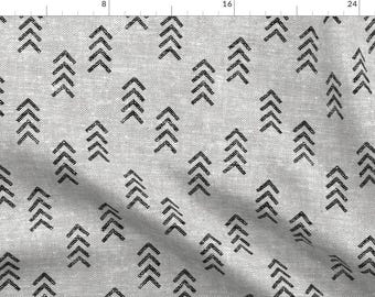 Gray Arrow Fabric - Arrow Stripes - Black On Greige By Littlearrowdesign - Arrow Minimalistic Cotton Fabric By The Yard With Spoonflower