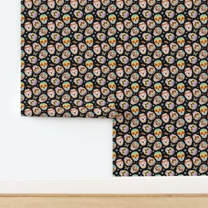 Halloween Wallpaper - Sugar Skulls Black By Mirabelleprint - Day of the Dead Custom Removable Self Adhesive Wallpaper Roll by Spoonflower image 4