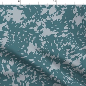 Abstract Teal Fabric - Jungle Rain by annettebrown - Modern Gestural Dark Teal Gray Blue Painterly Fabric by the Yard by Spoonflower