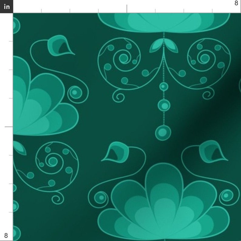 Green Art Nouveau Inspired Fabric Arcadian Garden by Etsy