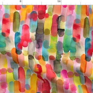 Psychedelic Fabric - Abstract Watercolor Stripes by subhashini_narayanan - Hand Drawn Multicolor Rainbow  Fabric by the Yard by Spoonflower