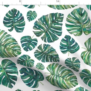 Watercolor Monstera Leaf Fabric - Tropical Leaves By Elena O&#39;Neill Illustration - Banana Leaf Cotton Fabric By The Yard With Spoonflower