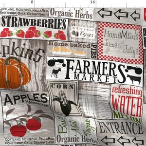 Farm Fabric - Julie&#39;s Fresh Market By Juliesfabrics - Farm Farmer&#39;s Market Quilt Vegetable Food Cotton Fabric By The Yard With Spoonflower