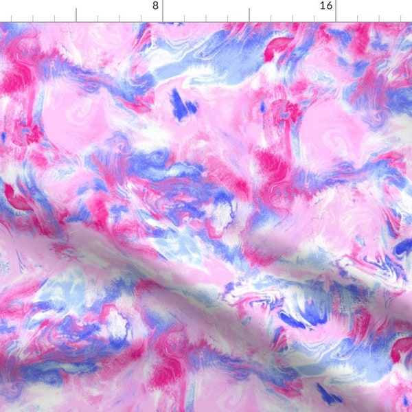 Marble Pink Blue Watercolor Ink Fabric - Marble Mist Pink And Blue By Mjmstudio - Marble Cotton Fabric By The Yard With Spoonflower