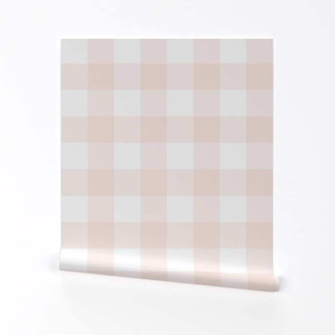 Pink Gingham Wallpaper Pink and White Gingham by Peacoquettedesigns