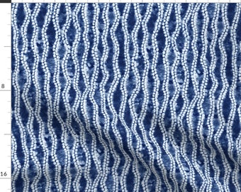 Wavy Striped Shibori Fabric - Shibori 8 By Jillbyers - Abstract Indigo Shibori Cotton Fabric By The Yard With Spoonflower