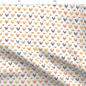 Farm Fabric - Happy Chickens With Eggs Yellow Orange Black Red Hens By Galleryinthegardendesigns- Cotton Fabric by the Yard with Spoonflower