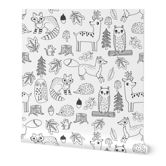 Home & Living Black And White Wallpaper Forest Animals Tree Woodland Wallpaper Double Roll by Spoonflower Woodland Animals by sandra_hutter_designs Wall Décor Home & Living Black And White Wallpaper Forest Animals Tree Woodland Wallpaper Double Roll by Spoonflower Woodland Animals by sandra_hutter_designs Wall Décor