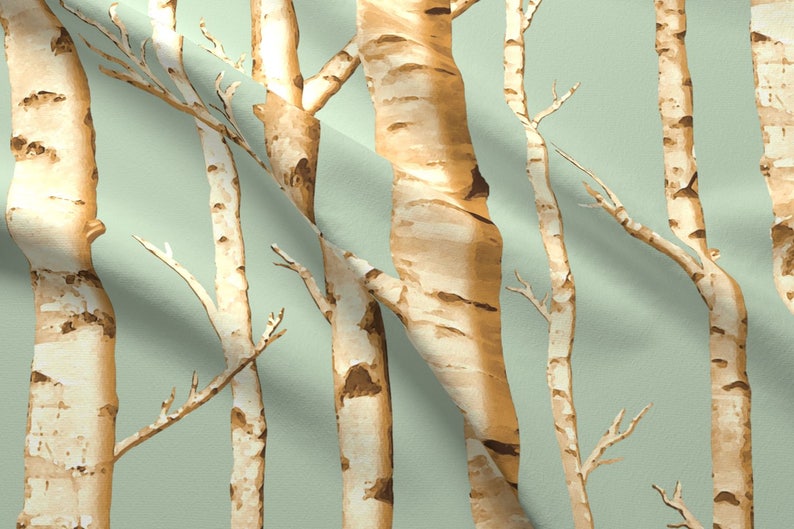 Spoonflower Birch Fabric Chiffon for Sewing Fashion Apparel Dresses Home Decor Pale Nature Birch Bark Tree Bark Woodland Photograph Print on Fabric by The Yard