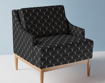 Art Deco Upholstery Fabric- Sunburst On Black by anvil_studio - Black And Vintage Geometric Glamorous  Fabric By The Yard With Spoonflower