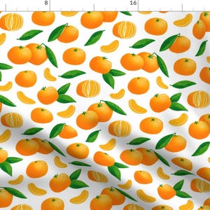 Tangerine Fruit Fabric - Tangerines Illustration Seamless Pattern By Stolenpencil - Tangerine Cotton Fabric By The Yard With Spoonflower