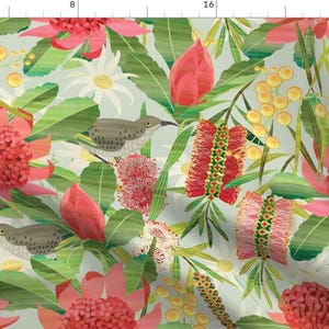 Australian Flora Illustration Fabric - Australian Floral Garden By Cjldesigns - Australian Flora Cotton Fabric By The Yard With Spoonflower