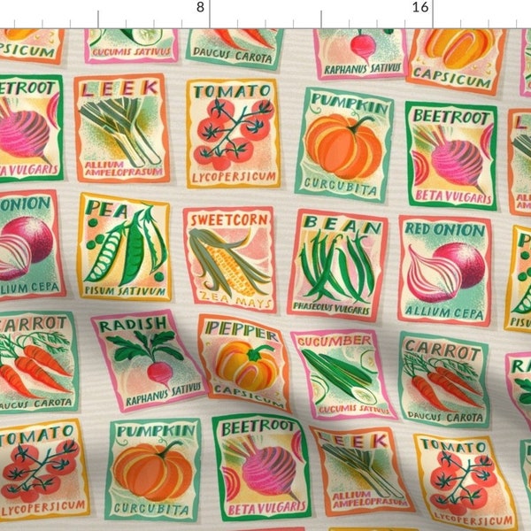 Seed Packet Fabric - Vegetable Seed Packets By Asta Barrington - Veggies Produce Fresh Farm Grow Cotton Fabric By The Yard With Spoonflower