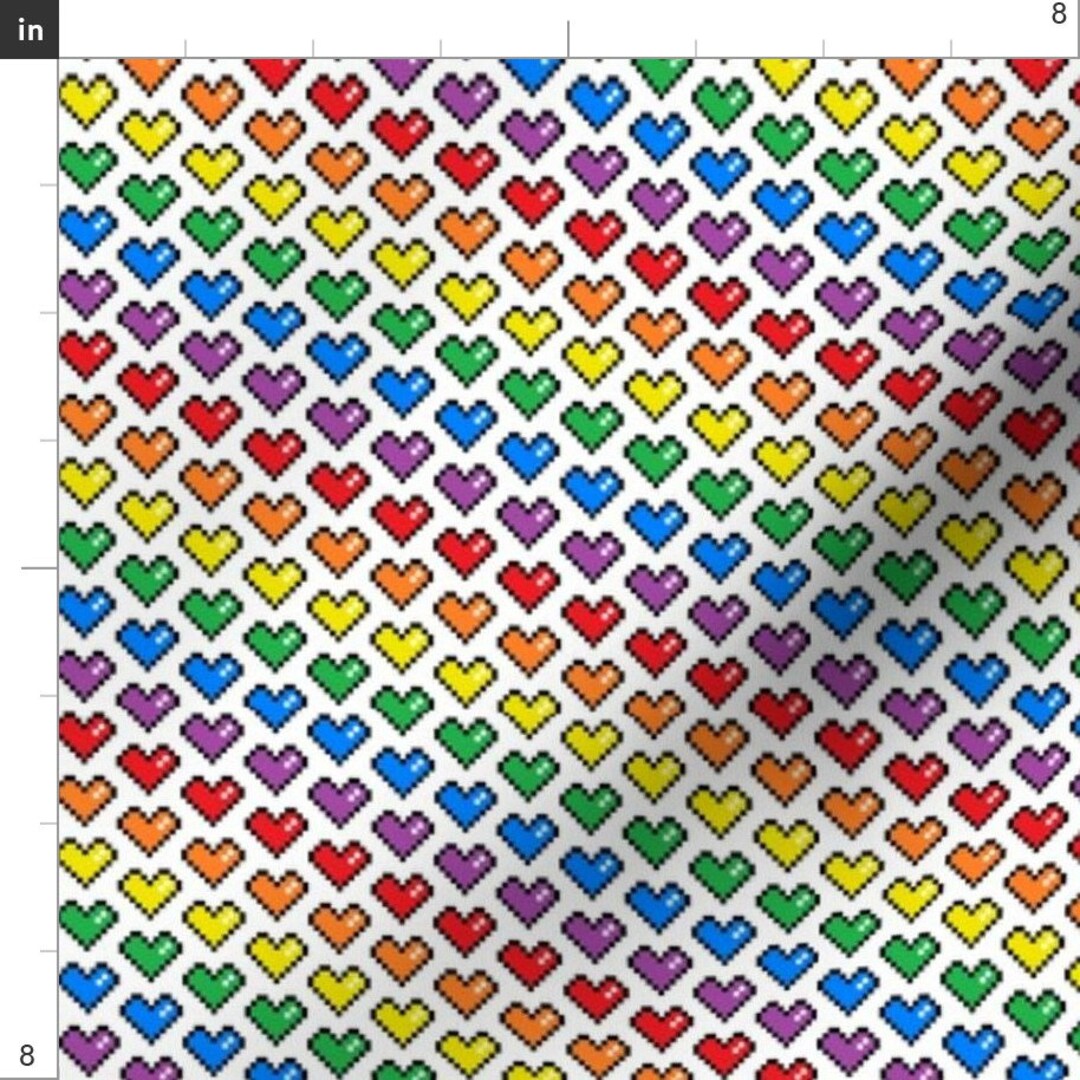 Heart Fabric Pixel Heart by Abandonedwarehouse Heart Micro - Etsy