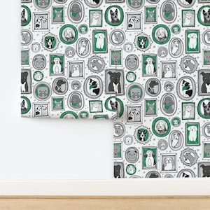 Hondenbehang - Hondenportretten van Andrea Lauren - Groenwitte honden op maat bedrukte verwijderbare zelfklevende behangrol van Spoonflower afbeelding 4