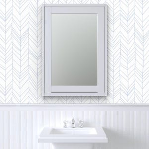 Chevron Wallpaper - Featherland White/Blue (Large) By Leanne - Feather Custom Printed Removable Self Adhesive Wallpaper Roll by Spoonflower image 8