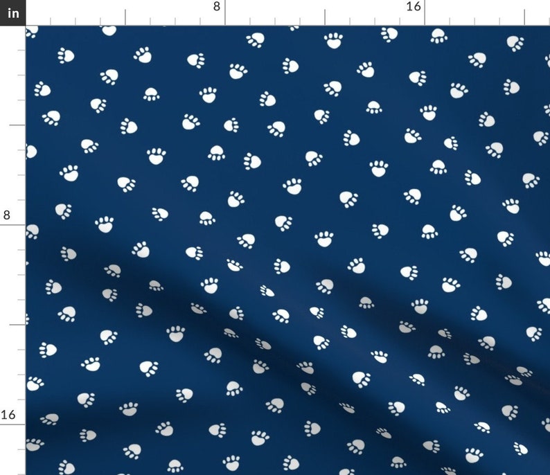 Navy Blue Paw Print Fabric Pet Fabric Dog Fabric Cat Etsy