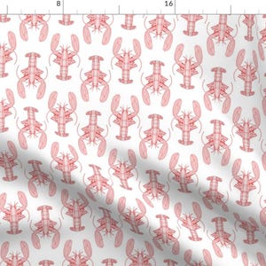 Nautical Lobsters Fabric - Lobster Nautical by chrismacdonaldstudios - Red Summer Beach Nautical Coastal Fabric by the Yard by Spoonflower
