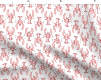 Nautical Lobsters Fabric - Lobster Nautical by chrismacdonaldstudios - Red Summer Beach Nautical Coastal Fabric by the Yard by Spoonflower