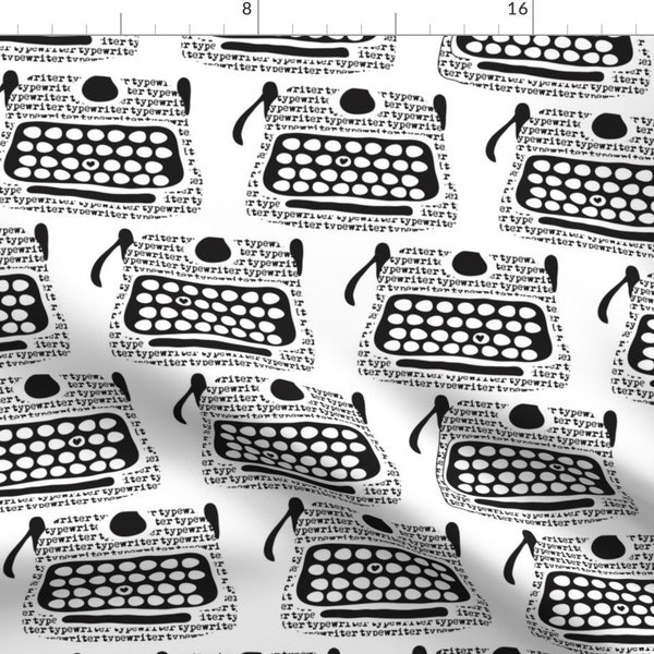 Typewriters Fabric - Clickity Clack (I Heart Typewritten Words) By Vo Aka Virginiao - Typewriters Cotton Fabric By The Yard With Spoonflower