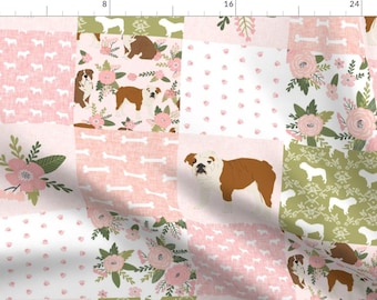 English Bulldog Fabric - English Bulldog Pet Quilt Dog Breed Collection Cheater By Petfriendly - Cotton Fabric By The Yard With Spoonflower