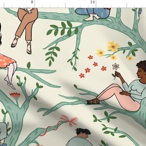 Break Fabric - A Rest In Nature By Dasbrooklyn - Break People Branches Trees Relaxing Calming Cotton Fabric By The Yard With Spoonflower