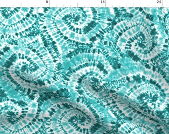 Tie Dye Fabric - Teal Tie Dye By Littlearrowdesign - Tie Dye Classic 70s Blue Green Swirl Summer Cotton Fabric By The Yard With Spoonflower