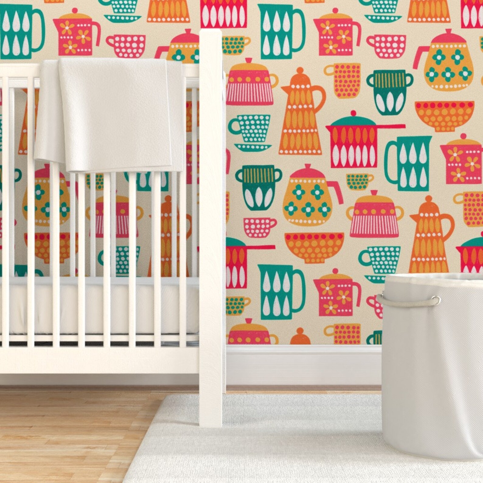 Vintage Kettles Wallpaper Retro Kitchen Pots by Aaron_gallen Etsy