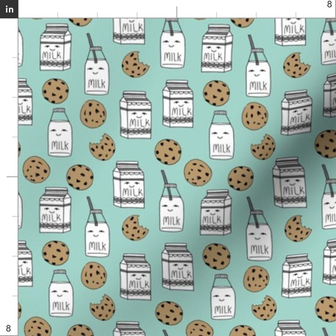 Milk and Cookies Fabric Milk and Cookies // Mint Food Kids Etsy