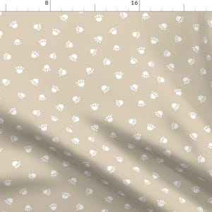 Paw Print Fabric - Sand Paw Print Fabric By Petfriendly - Tiny Pet Animal Dog Paw Baby Nursery Cotton Fabric By The Yard With Spoonflower