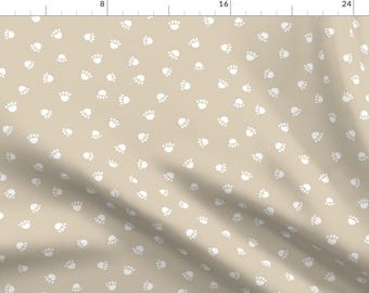 Paw Print Fabric - Sand Paw Print Fabric By Petfriendly - Tiny Pet Animal Dog Paw Baby Nursery Cotton Fabric By The Yard With Spoonflower