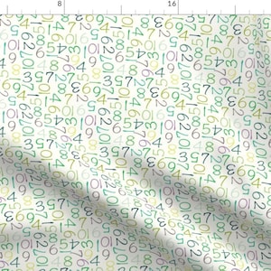 Numbers Fabric - Green Numbers By Misschiffdesigns- Numbers Math Mathematics Class School Teacher Cotton Fabric By The Yard With Spoonflower