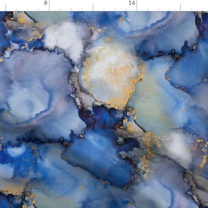 Watercolor Fabric - Ocean Blue Watercolor by andrea_haase_design -  Abstract Marble Blue Purple Ink Paint Fabric by the Yard by Spoonflower