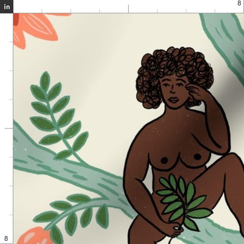 Boho Women Apparel Fabric - Women In Trees by dasbrooklyn - Floral Trees Turquoise Botanical Naked Feminist Clothing Fabric by Spoonflower image 3