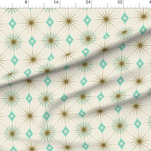 Retro Fabric Starburst Aquarelle by curiouslondon Diamond 1950s Starburst Mid-century Atomic Mcm Fabric by the Yard by Spoonflower image 2