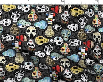Artist Skulls Fabric - Art Skull By Ceanirminger - Spooky Art Skull Decor Cotton Fabric By The Yard With Spoonflower