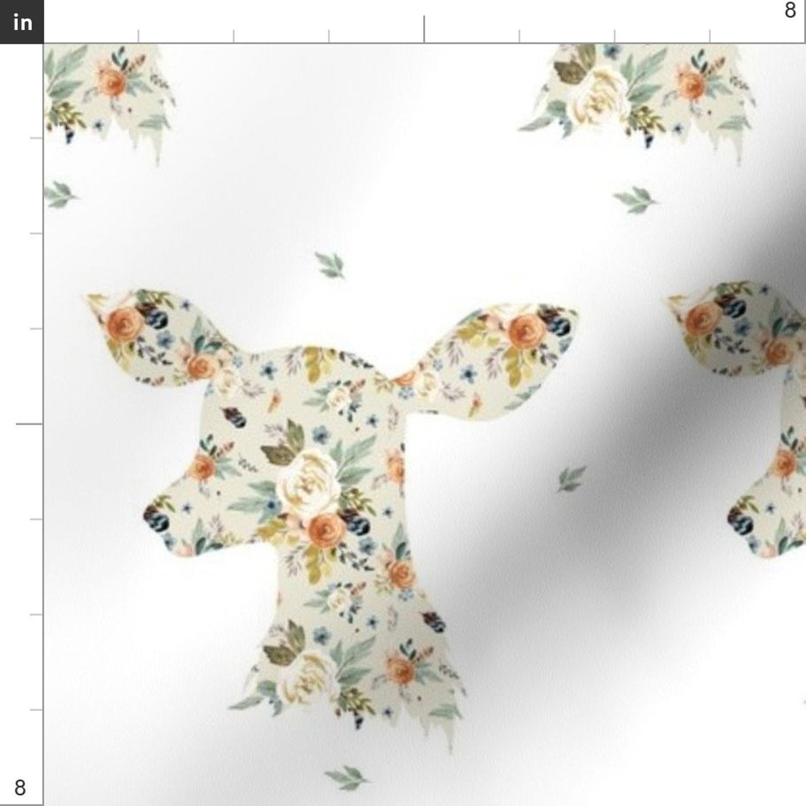 Floral Deer Fabric Western Autumn Deer by Shopcabin Floral Etsy