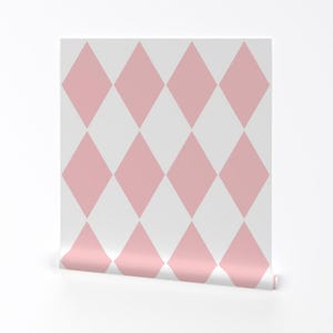 Carta da parati Harlequin - Diamonds Dauphine & White di Peacoquettedesigns - Rotolo di carta da parati autoadesiva rimovibile stampata personalizzata di Spoonflower