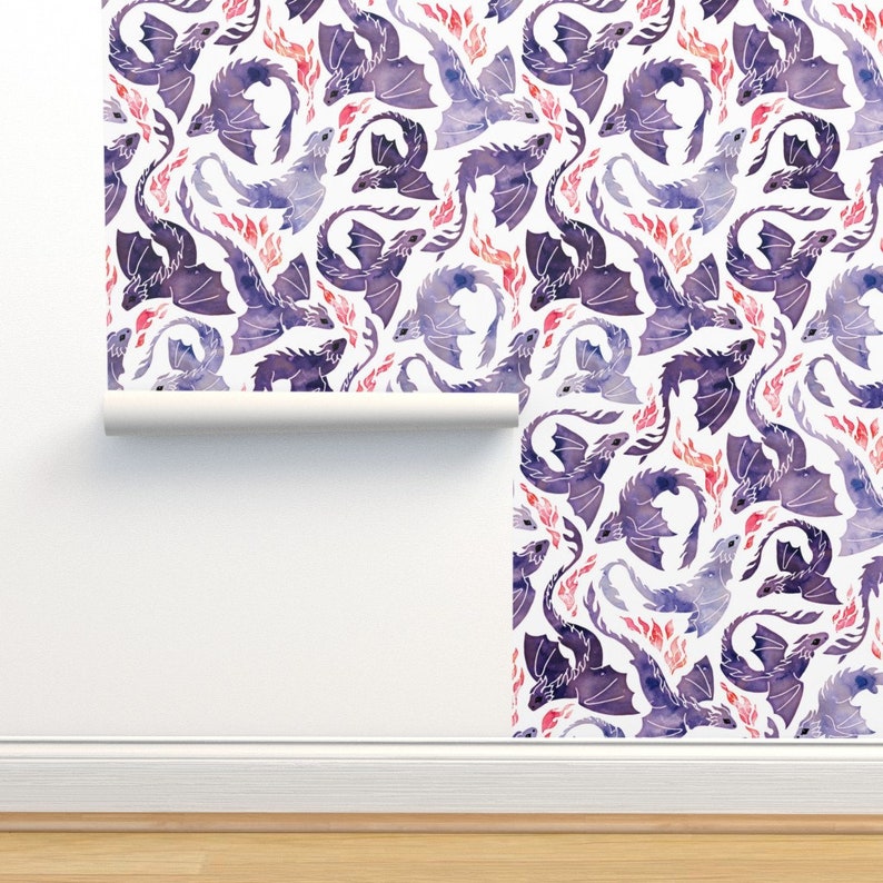 Dragon Wallpaper Dragon Fire Purple by Adenaj Fantasy - Etsy