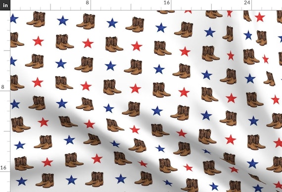 Boots Fabric - Cowboy Boots Red Blue Stars By Littlearrowdesign - Cowgirl Boot Country America Cotton Fabric By The Yard With Spoonflower