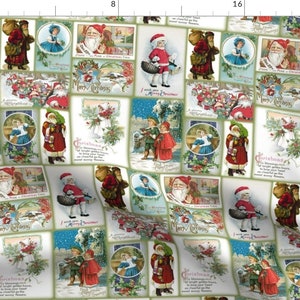 Multicolor Fabric - Vintage Christmas Cards by peacoquettedesigns -  Christmas Santa December Santa Claus Fabric by the Yard by Spoonflower