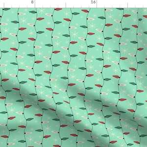 Retro Christmas Fabric - Christmas Lights by johannaparkerdesign - Vintage Holiday Vintage Christmas  Fabric by the Yard by Spoonflower