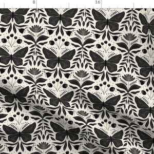 Gothic Butterflies Fabric - Butterfly Garden by hummbirdcreative - Dark Whimsical Botanical Insect Nature Fabric by the Yard by Spoonflower