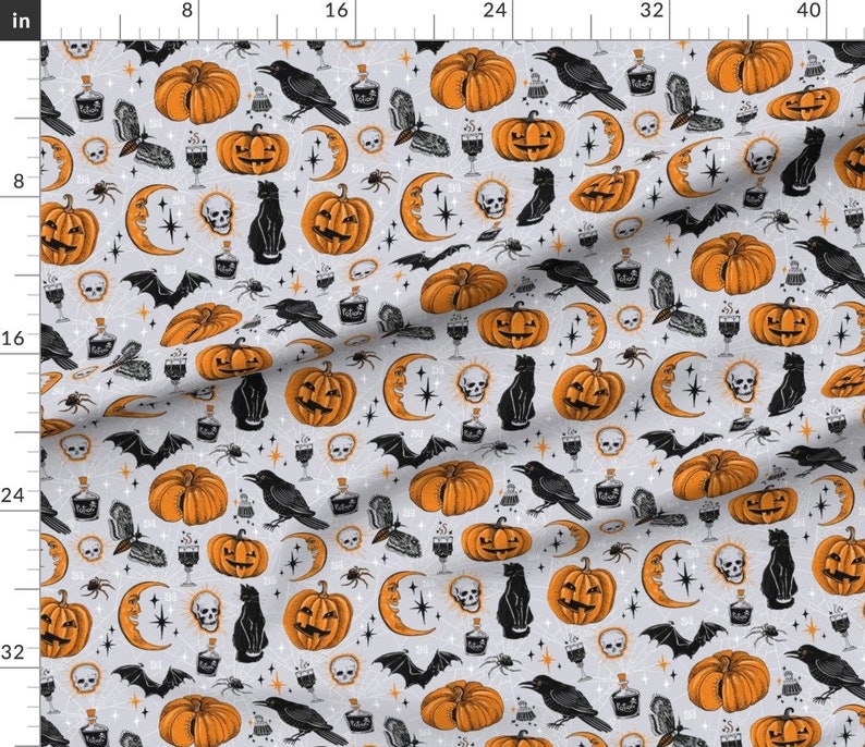 Vintage Halloween Fabric Happy Halloween by Torysevas Etsy