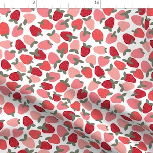Summer Strawberry Fabric - Strawberries By Shelbyallison - Red and Pink Summer Fruit Berries Cotton Fabric By The Yard With Spoonflower