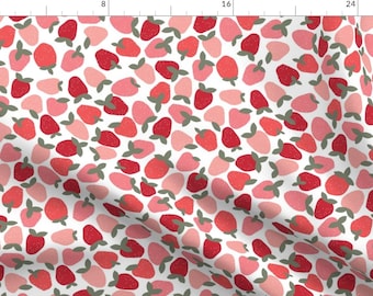 Summer Strawberry Fabric - Strawberries By Shelbyallison - Red and Pink Summer Fruit Berries Cotton Fabric By The Yard With Spoonflower