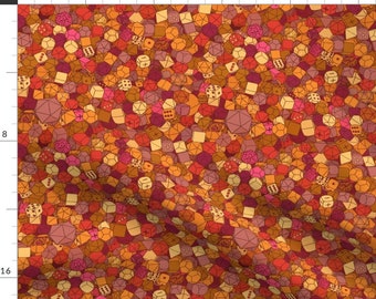 Dice Fabric - Red Orange Yellow Tabletop Gaming D20 By Pi-Ratical - Dragons Goblins Cotton Fabric By The Yard With Spoonflower