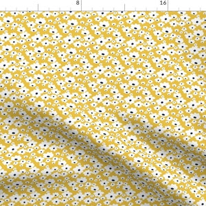 Mod Daisies Fabric - Sweet Daisies In Mustard Yellow - Tiny By Thislittlestreet - Daisies Cotton Fabric By The Yard With Spoonflower