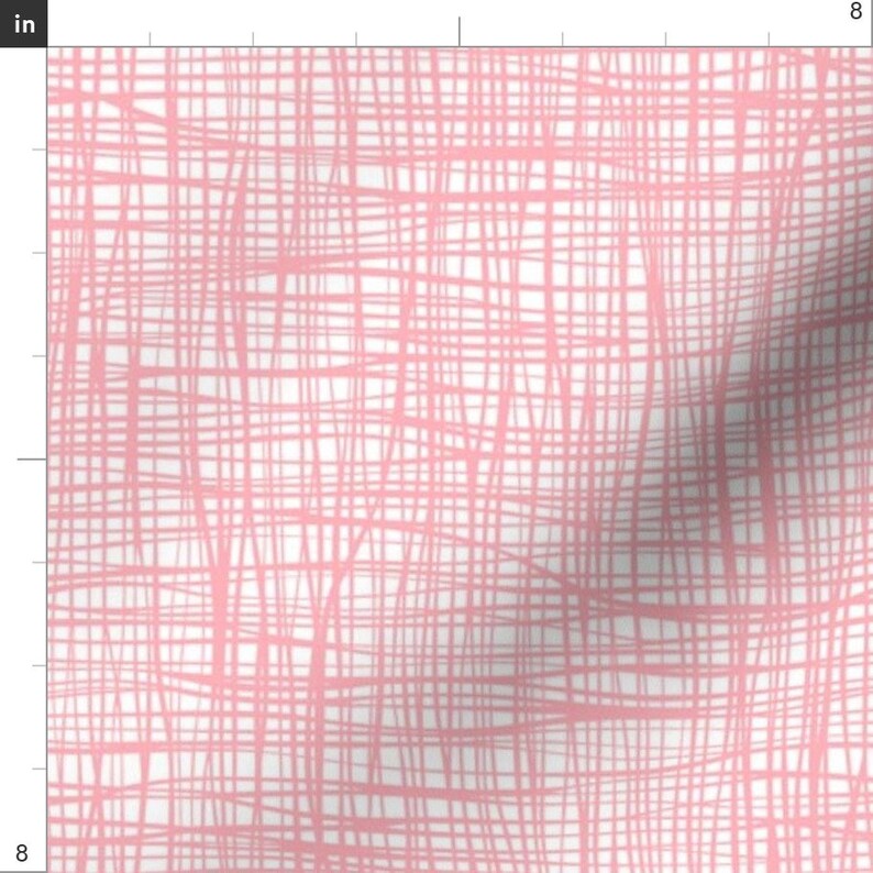 Pink Grid Fabric Grid Stripes Geometric Pink by Caja Design Etsy